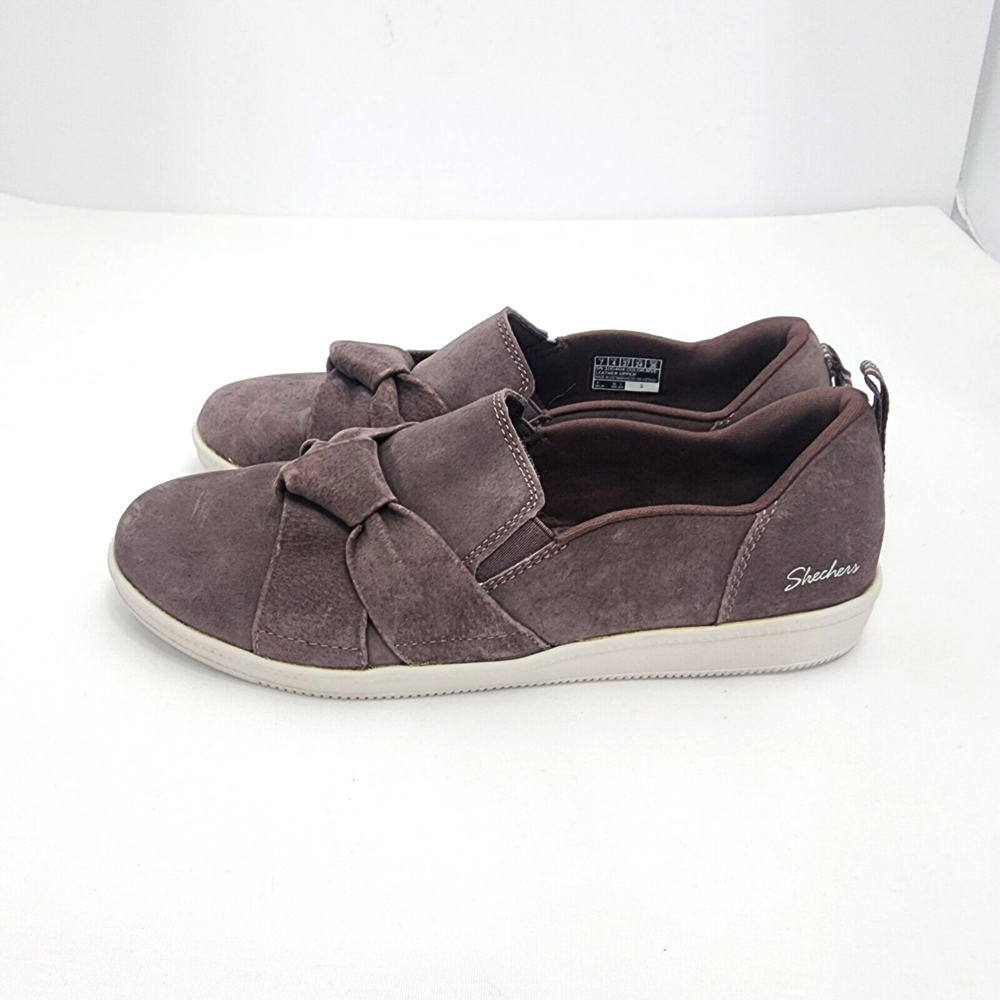 Skechers Madison Ave Women 7 Kid You Knot Mauve Suede Slip On Shoes/Sneakers
